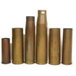 SIX 1970’S AND 80’S MILITARY BRASS SHELLS