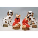STAFFORDSHIRE FOX HUNTING FIGURINES AND SPANIELS