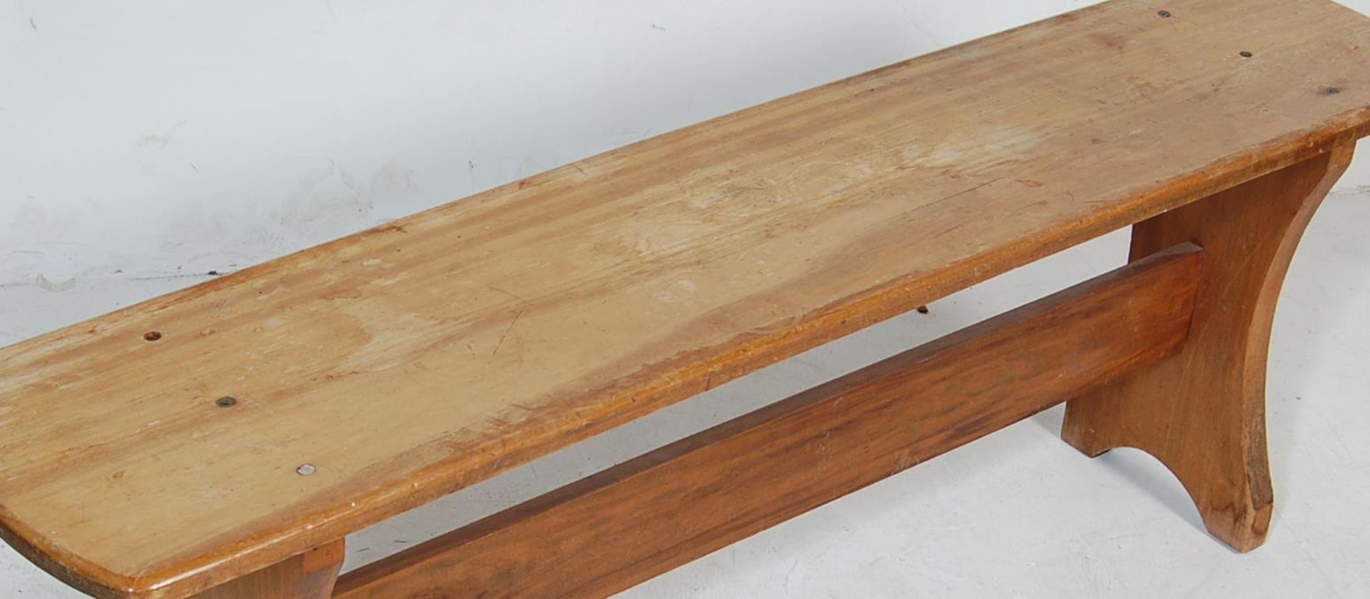 VINTAGE RETRO MID CENTURY REFECTORY WOODEN BENCH - Image 2 of 4