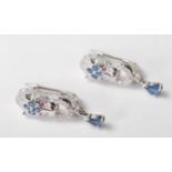 SILVER PANTHER DROP EARRINGS SET WITH COLOURED STONES
