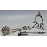 20TH CENTURY SILVER TONGS AND MORE