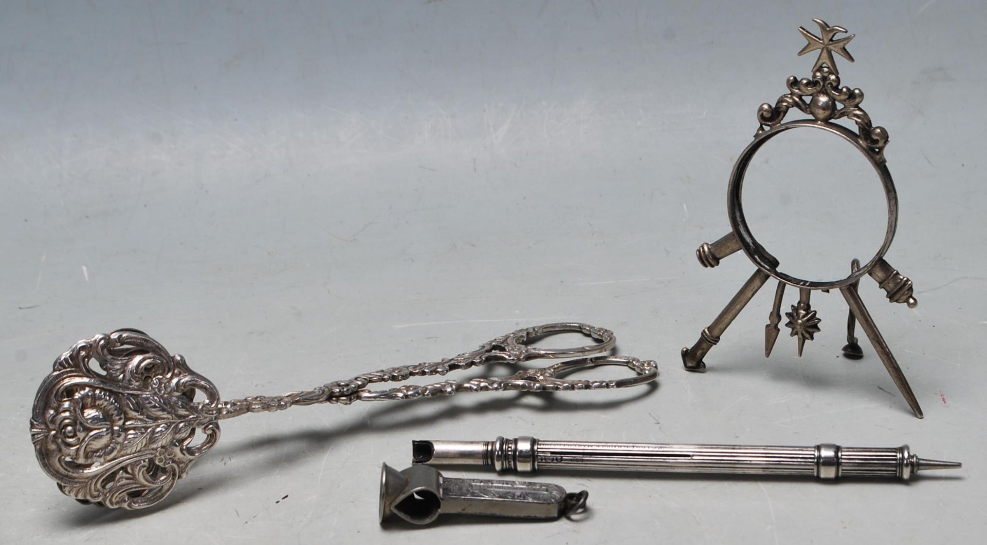 20TH CENTURY SILVER TONGS AND MORE