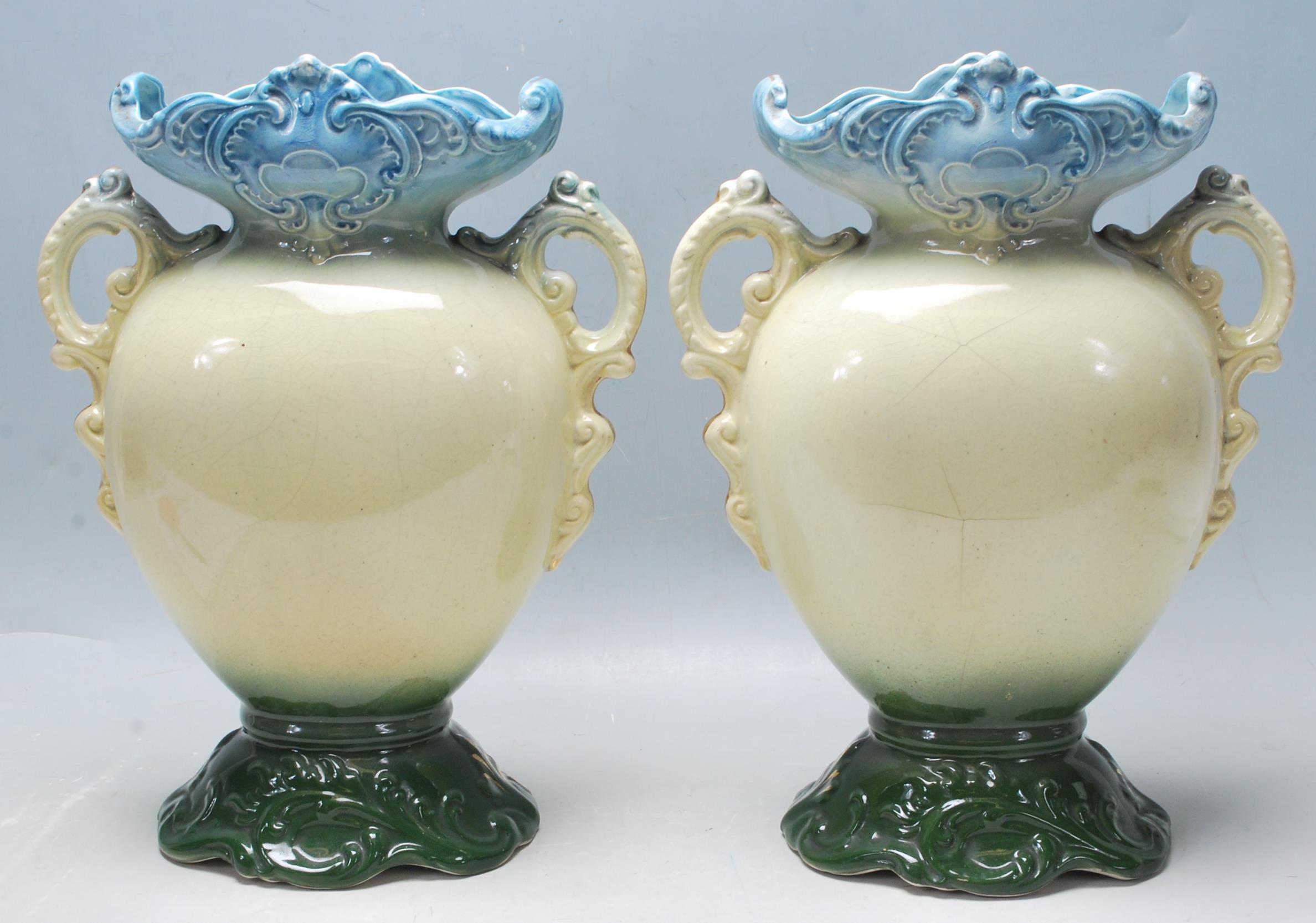 PAIR OF ANTIQUE EARLY 20TH CENTURY VASES HAVING A - Image 5 of 7