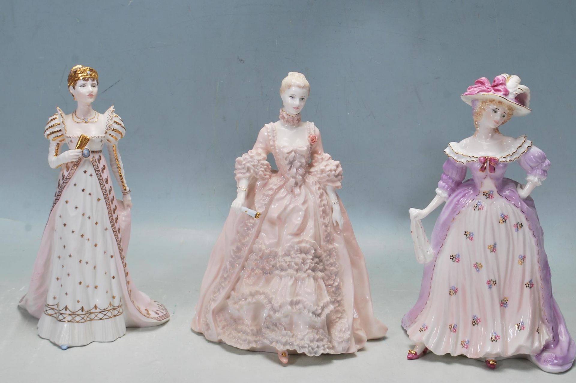 THREE COALPORT LIMITED EDITION CERAMIC FIGURINES - MRS FITZHERBERT - MADAME DE POMPADOUR