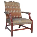 GEORGE III STYLE GAINSBOROUGH SHOW WOOD MAHOGANY ARMCHAIR