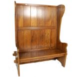 LARGE 20TH CENTURY OAK HALL SETTLE BENCH PEW SEAT