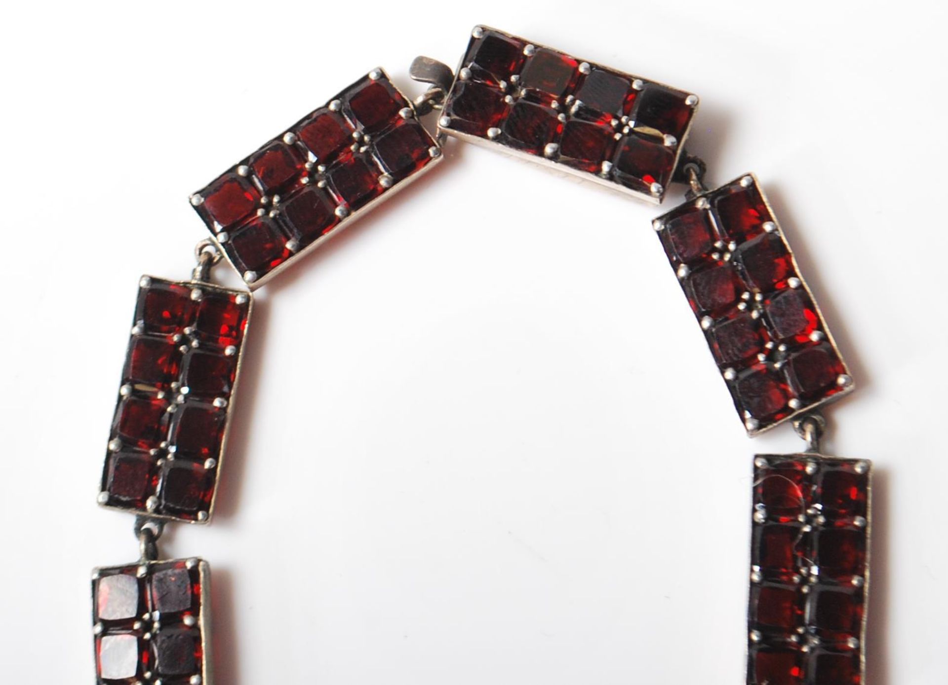 VINTAGE SILVER AND GARNET PANEL NECKLACE - Image 2 of 7