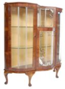 1930’S WALNUT CHINA DISPLAY CABINET WITH GLASS DOORS