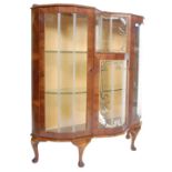 1930’S WALNUT CHINA DISPLAY CABINET WITH GLASS DOORS