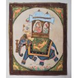 ANTIQUE INDIAN PAINTING ON SILK DEPICTING AN ELEPHANT