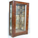 A RETRO VINTAGE 1950S WALNUT VENEER CHINA DISPLAY CABINET