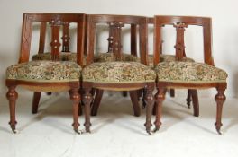 SET OF SIX VICTORIAN 19TH CENTURY AESTHETIC MOVEMENT OAK DINING CHAIRS