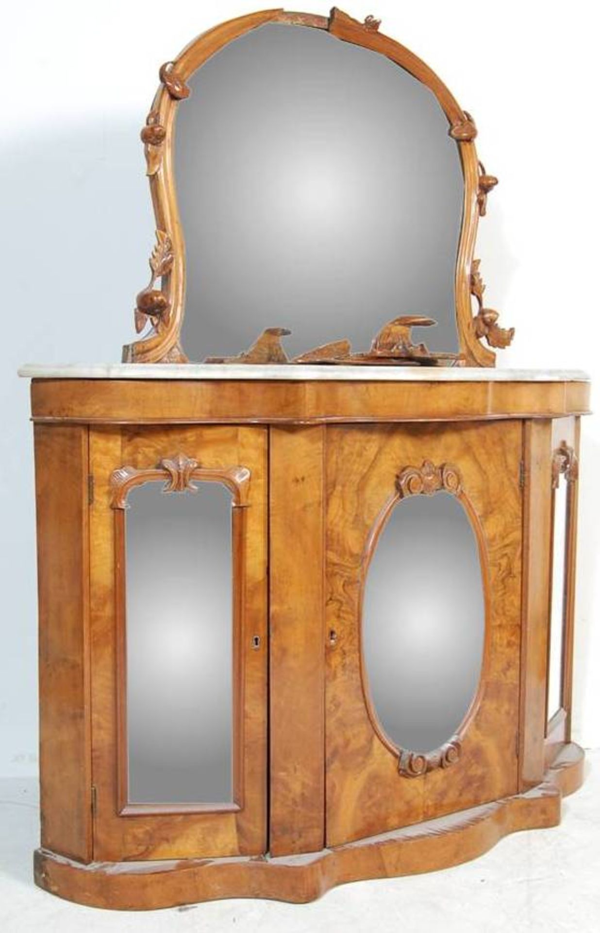 EARLY 20TH CENTURY WALNUT MIRROR BACKED CREDENZA