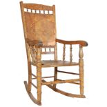 VICTORIAN BEECHWOOD ROCKING CHAIR WITH CARVED DECORATION