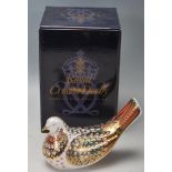 ROYAL CROWN DERBY TURTLE DOVE PAPERWEIGHT WITH GOLD STOPPER