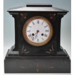 ANTIQUE 19TH CENTURY VICTORIAN BLACK MARBLE MANTLE CLOCK