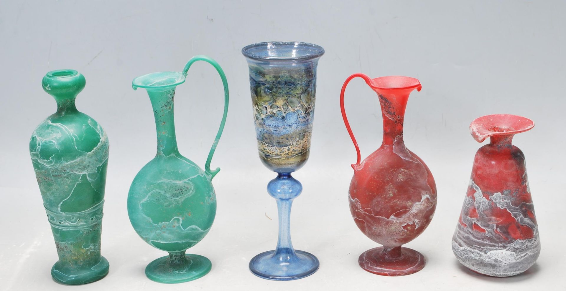 SET OF FOUR VINTAGE 20TH CENTURY SILVE-CA LTD OLD CEASARED ISRAEL STUDIO ART GLASS - Image 2 of 7