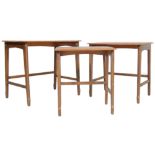 REMPLOY - SET OF RETRO VINTAGE 1970S TEAK WOOD NEST OF TABLES