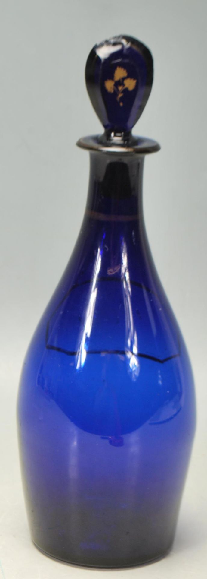 19TH CENTURY GEORGIAN BRISTOL BLUE GLASS RUM BOTTLE - Image 3 of 7