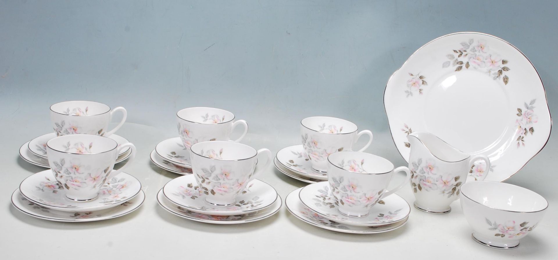 ROYAL ADDERLEY SILVER ROSE TEA SERVICE FOR SIX