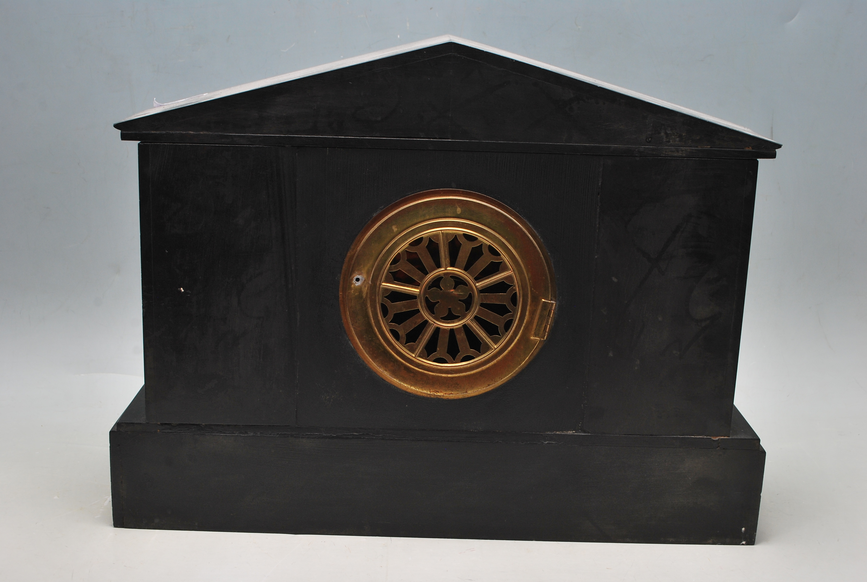 VICTORIAN HAC 8 DAY SLATE MANTEL CLOCK - Image 7 of 8