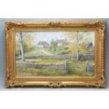 A VINTAGE OIL ON CANVAS PAINTING BY DENYS GARLE DEPICTING A LANDSCAPE