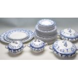 20TH CENTURY BLUE AND WHITE CRESCENT WARE DINING SERVICE