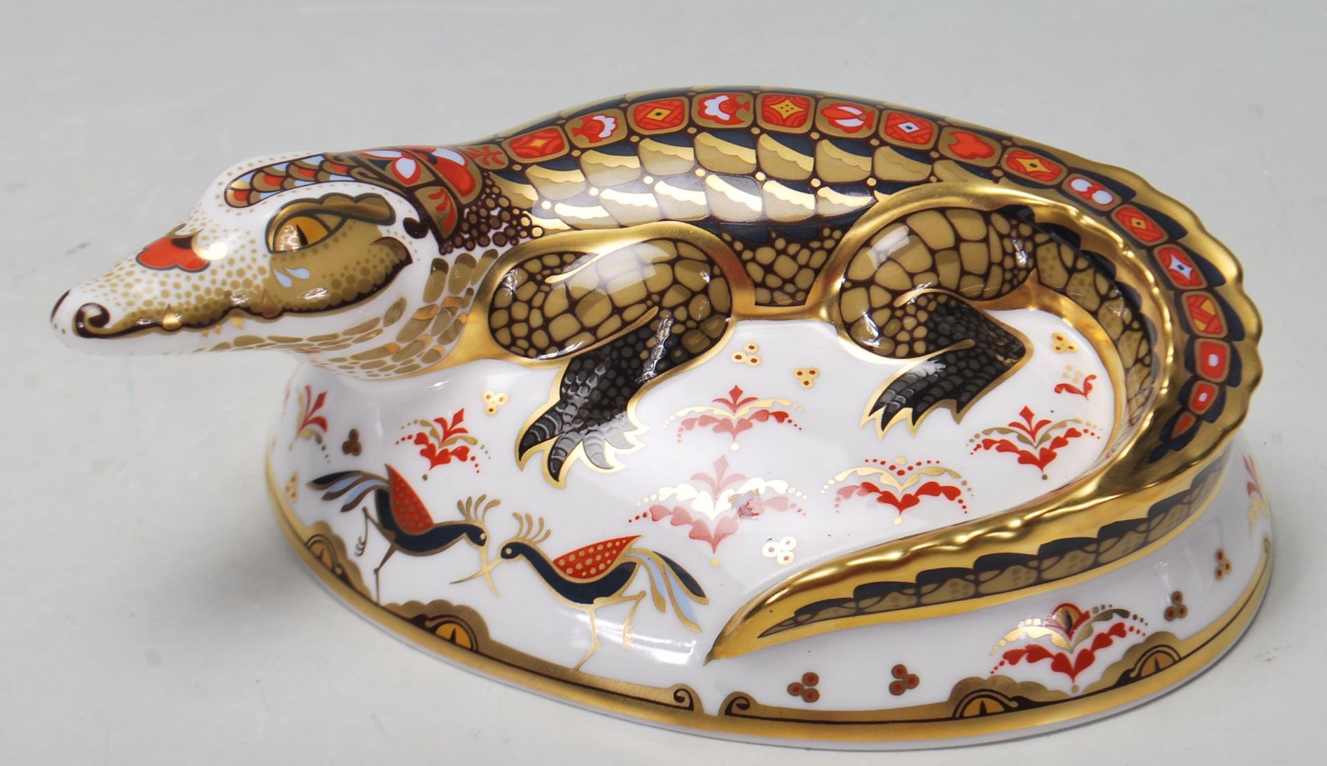 ROYAL CROWN DERBY PAPERWEIGHT IN A FORM OF CROCODILE WITH GOLD STOPPER - Image 2 of 7