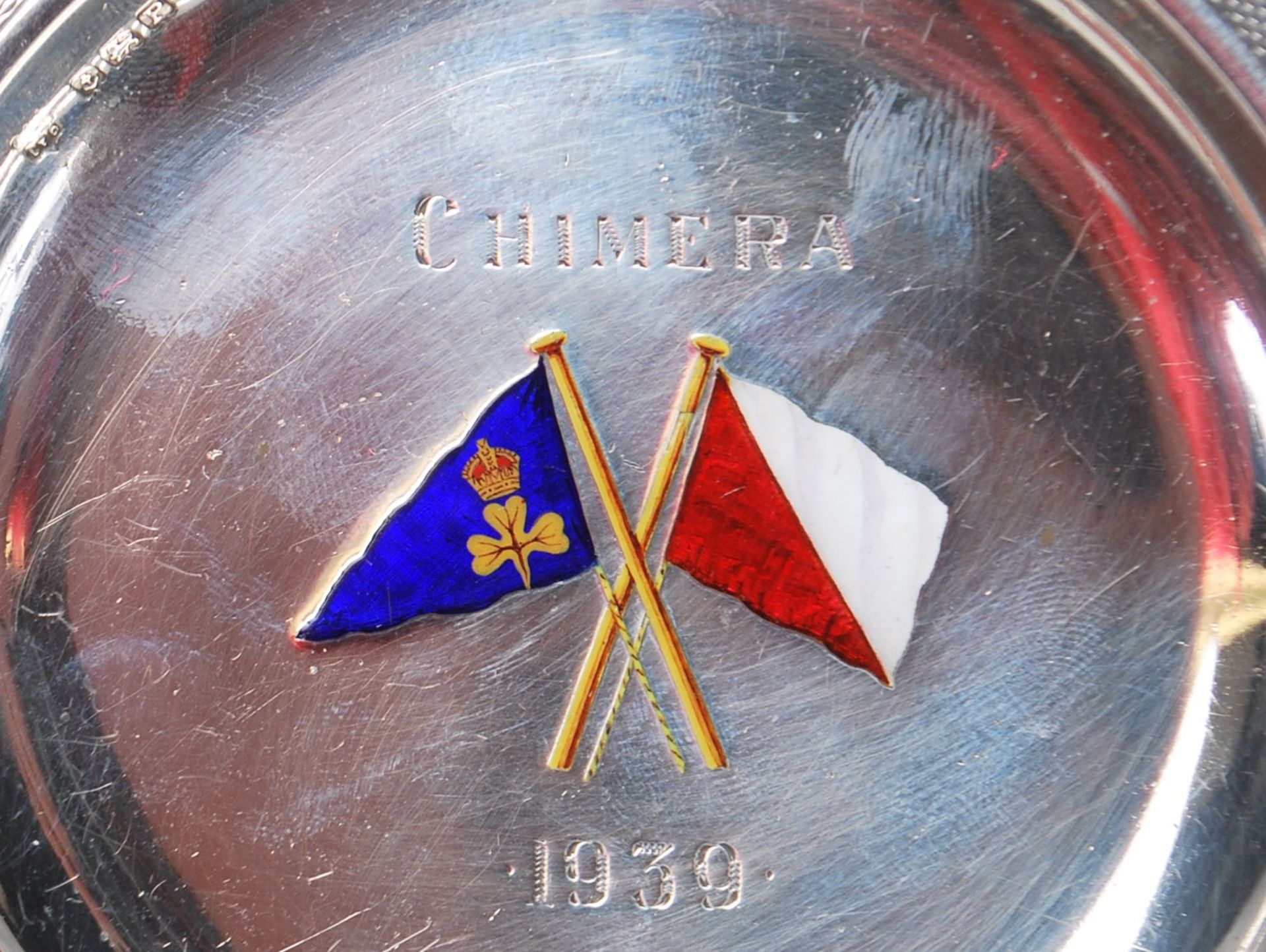 SECOND WORLD WAR SILVER AND ENAMEL CHIMERA ASHTRAY - Image 2 of 4