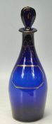 19TH CENTURY GEORGIAN BRISTOL BLUE GLASS RUM BOTTLE