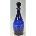 19TH CENTURY GEORGIAN BRISTOL BLUE GLASS RUM BOTTLE