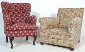 TWO 20TH CENTURY ANTIQUE STYLE ARM CHAIRS IN THE MANNER OF HOWARDS OF LONDON