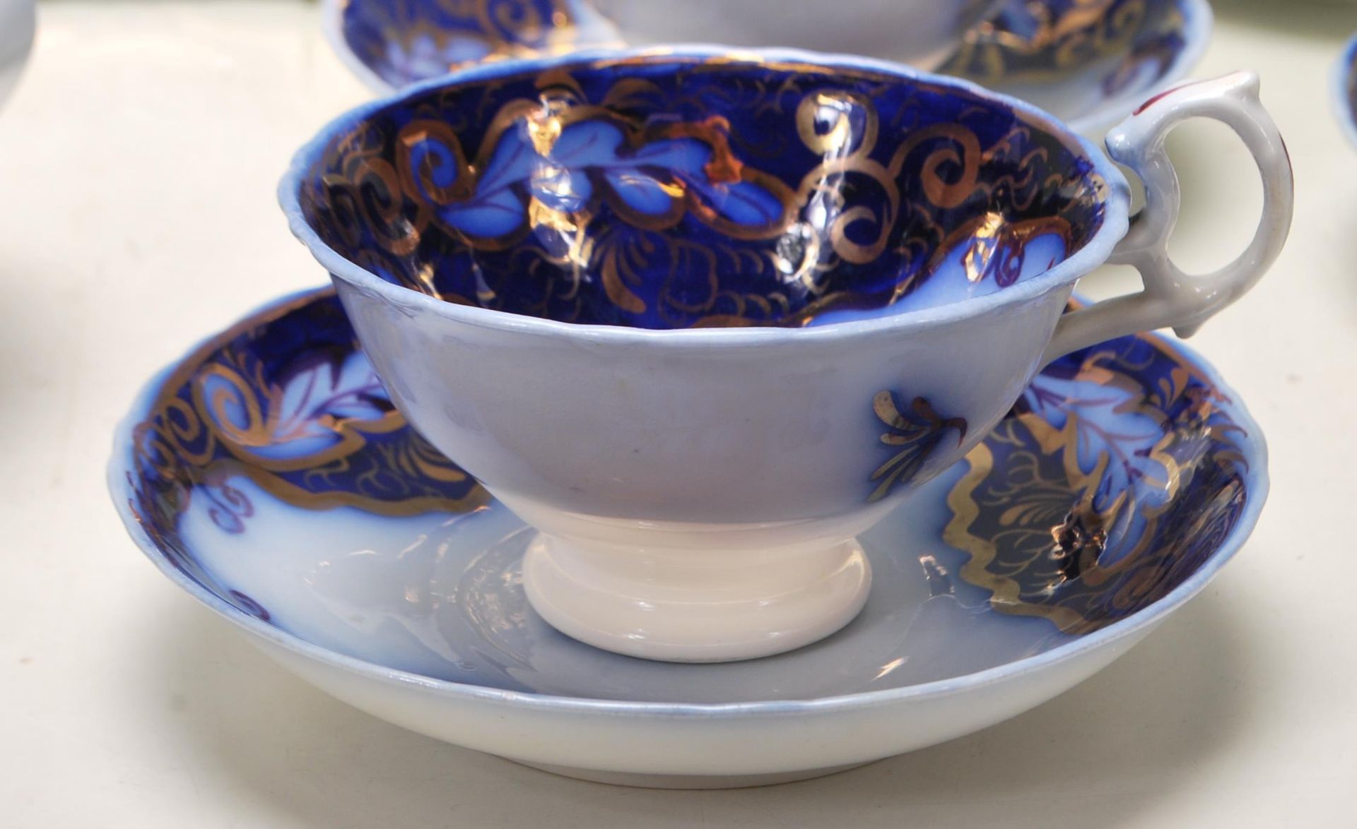 19TH CENTURY VICTORIAN STAFFORDSHIRE BLUE AND WHITE TEA SET - Image 7 of 10