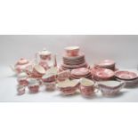LARGE COLLECTION OF RED AND WHITE TRANSFER PRINTED TEA SERVICE