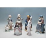 SIX VINTAGE 20TH CENTURY LLADRO CERAMIC PORCELAIN FIGURINES