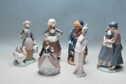 SIX VINTAGE 20TH CENTURY LLADRO CERAMIC PORCELAIN FIGURINES