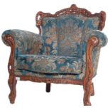 LATE 20TH CENTURY ITALIAN ROCOCO CHAIR WITH CARVED MOTIFS