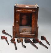 1930'S ART DECO OAK SMOKERS CABINET AND PIPES