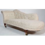 19TH CENTURY VICTORIAN STYLE CHAISE LONGUE WITH SINGLE SCROLLED END