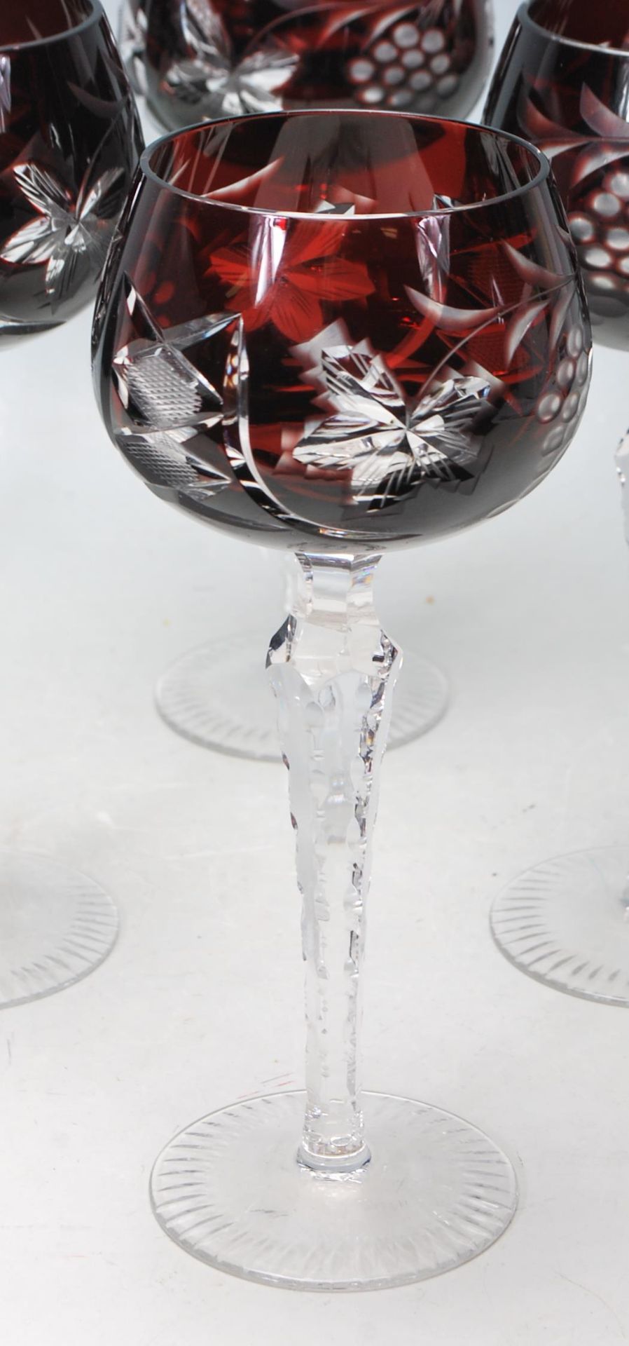 SET OF SIX 20TH CENTURY BOHEMIAN RUBY CRYSTAL GLASSES - Image 2 of 6