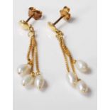 PAIR OF 18CT GOLD AND PEARL DROP EARRINGS