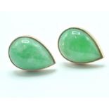 PAIR OF 9CT GOLD AND JADE STUD EARRINGS