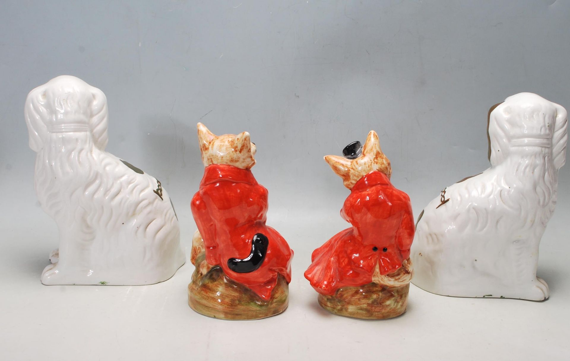 STAFFORDSHIRE FOX HUNTING FIGURINES AND SPANIELS - Image 3 of 6