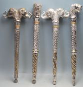 COLLECTION OF THREE VINTAGE TRIBAL CEREMONIAL STAFF ENDS