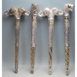 COLLECTION OF THREE VINTAGE TRIBAL CEREMONIAL STAFF ENDS