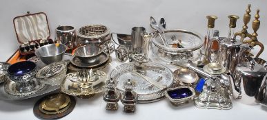 LAGE COLLECTION OF VINTAGE 20TH CENTURY SILVER PLATE ITEMS