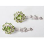 PAIR OF LADIES SILVER AND PERIDOT DRESS EARRINGS