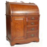 LATE VICTORIAN GOLDEN OAK CYLINDER BUREAU DESK