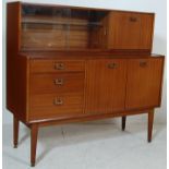 1970’S TEAK WOOD HIGHBOARD / SIDEBOARD WITH BRASS HANDLES