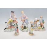 FIVE 20TH CENTURY GERMAN DRESDEN CERAMIC PORCELAIN FIGURINES